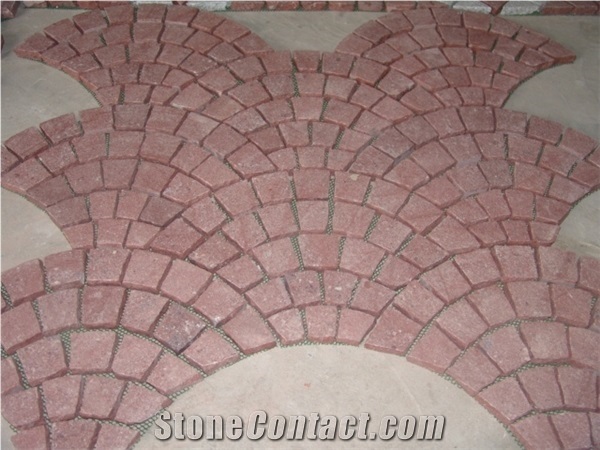 Good Price for Red Stone Fan Shape Cobblestone Pavers