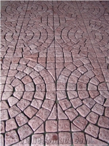 High Quality Porphyry Red Cobble Stone Pavements