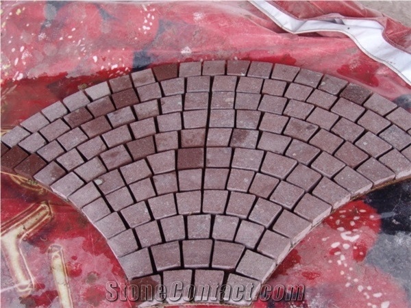 Porphyry Red Stone for Cobblestone Fan Paver Mats