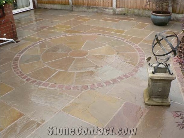 Raj Green Sandstone Exteriro Pattern-Kendle Paving Floor Covering
