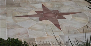 Sidus Circle Patio Pavement- Mint & Modak Sandstone Stone Garden Pattern