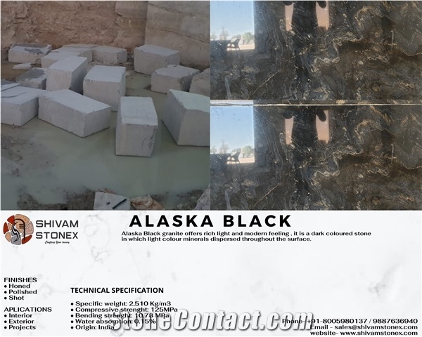 Alaska Black Granite Kitchen Countertops