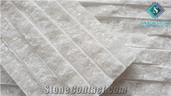 White Line Chiseled Marble Wall Cladding Panels