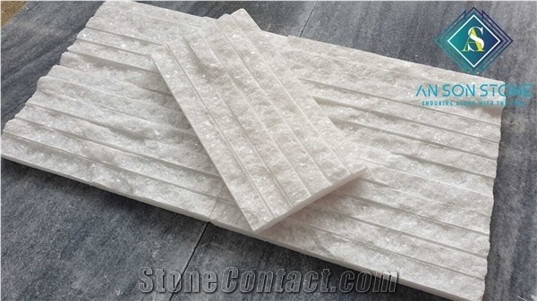 White Line Chiseled Marble Wall Cladding Panels