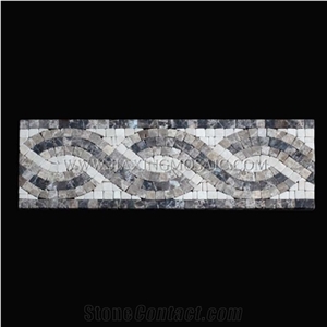 Crema Marfil Marble and Emperador Marble Border Mosaic Tile