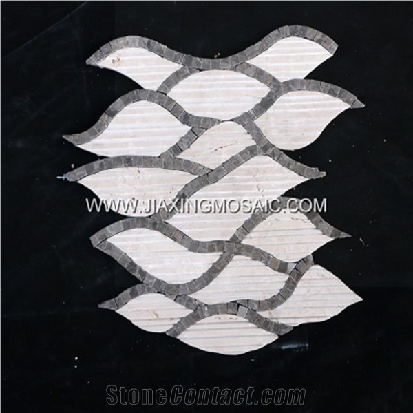 Crema Marfil Marble Waterjet Iran Grey Marble Mosaic Tiles