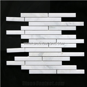 Eastern White Linear Stripe Polished Marble Mosaic Tiles