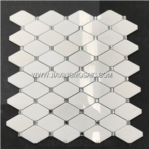 Eastern White Rhomboid Long Octagon Tile Polished Mosaic