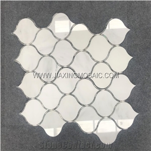 Oriental White Waterjet Mosaic Natural Stone Marble Wall