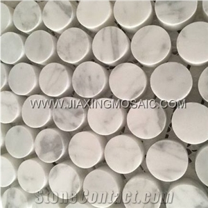 Penny Round Carrara White Honed Circular Rounded Mosaic Tile