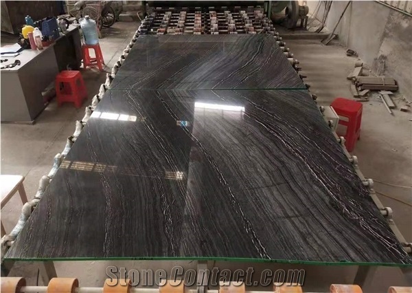Chinese Bookmatched Black Forest Marble Slabs