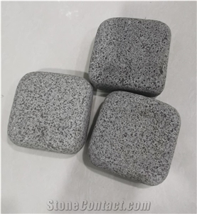 Hainan Grey Small Hole Basalt Tumbled Cubes, Cobble Stone