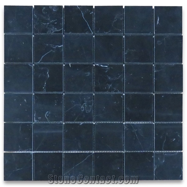 Black Marquina Mini Brick Mosaic Tile Polished