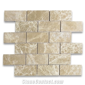 Browm Emperador Light 2x4 Grand Brick Subway Mosaic Tiles