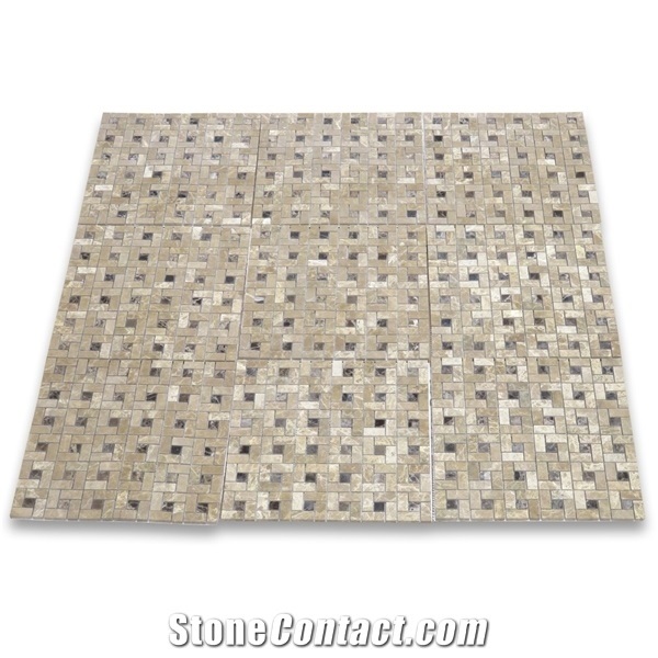 Brown Emperador Marble Target Pinwheel Mosaic Tiles
