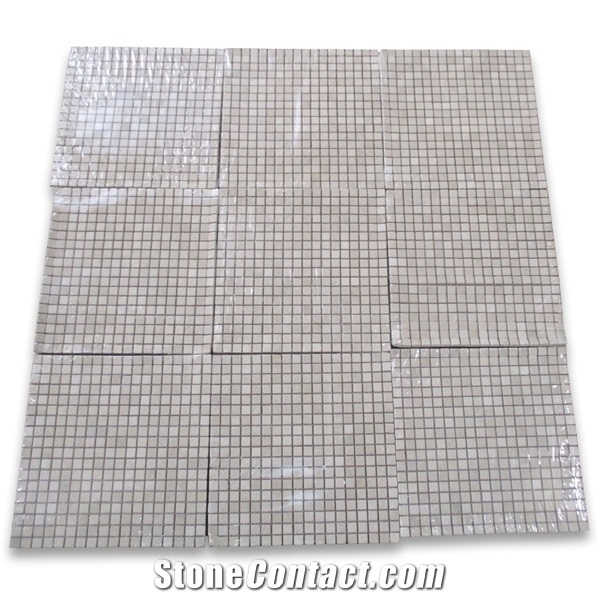 Crema Marfil 5-8x5-8 Square Tumbled Mosaic Tile