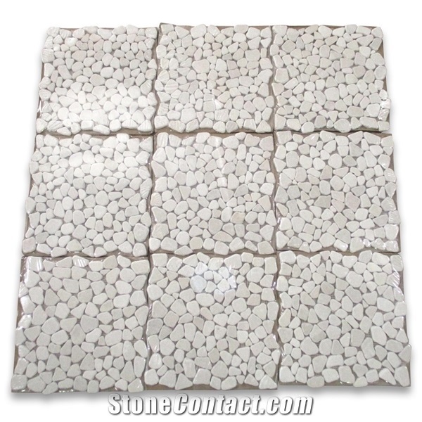 Crema Marfil 5-8x5-8 Square Tumbled Mosaic Tile