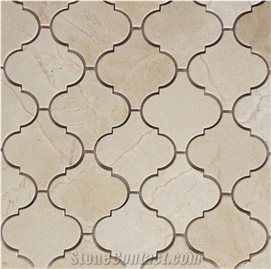 Crema Marfil Grand Fish Scale Fan Shaped Mosaic Marble Tile