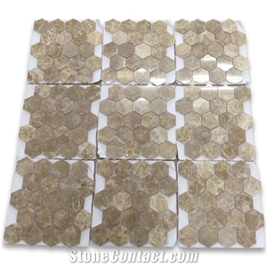 Light Brown Marble 3 Inch Hexagon Mosaic Tiles