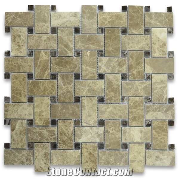 Marble Emperador Light 2x2 Square Mosaic Tiles