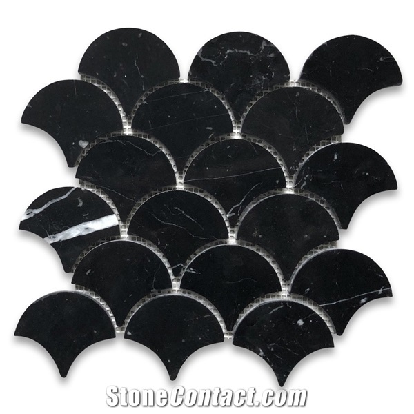 Marble Grand Fish Scale Fan Shaped Mosaic Tiles Types