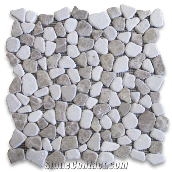 Mix Brown Marble River Rocks Pebble Stone Mosaic Tiles