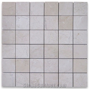 Square Mosaic Tiles Crema Marfil Marble 2x2