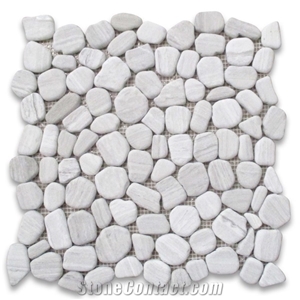 White Marble River Rocks Pebble Stone Mosaic Tile