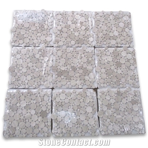 White Marble River Rocks Pebble Stone Mosaic Tile