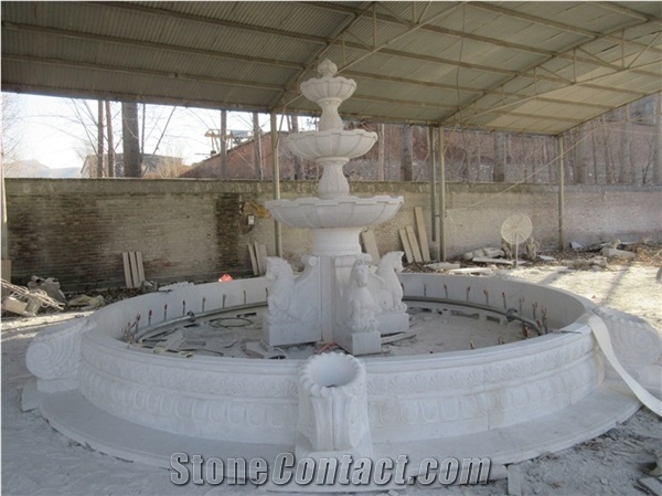 Custom Marble Water Fountain Design with Human Sculptures