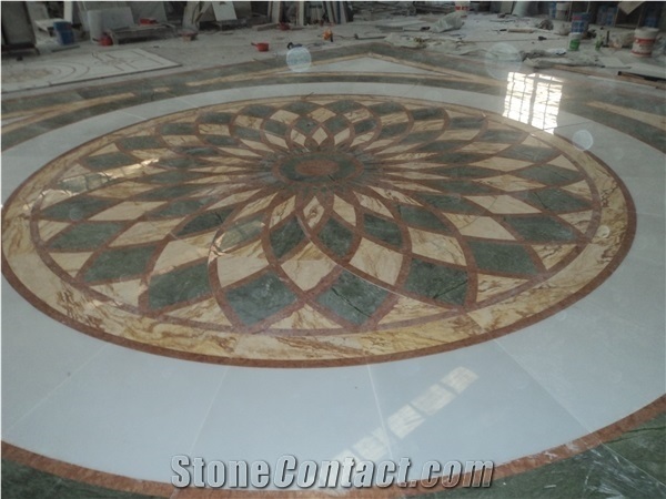 Marble Mosaic Water Jet Carpet Tiles For Interior