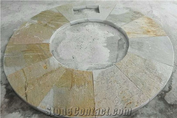 Natural Golden Yellow Quartzite Slate Tile for Swimming Pool