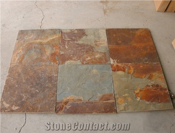 Natural Split Surface Multicolor Rusty Slate Slab Tile 12x12