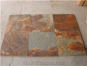 Natural Split Surface Multicolor Rusty Slate Slab Tile 12x12