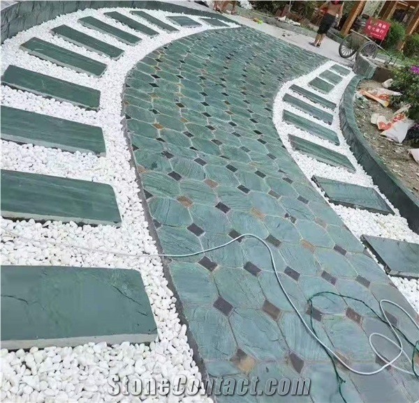 Green Slate Exterior Flooring Tiles, Terrace Floors Paving Tiles
