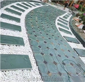 Green Slate Exterior Flooring Tiles, Terrace Floors Paving Tiles