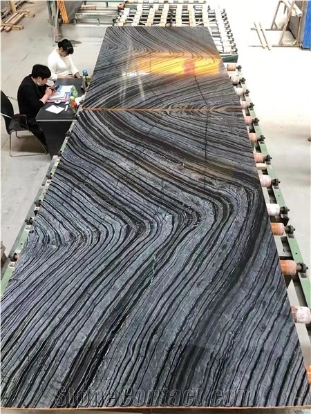 Silver Wave Black Marble Floor Wall Slabs Tiles