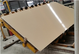 Yellow Cream Beige Artificial Crystallized Marble Slabs