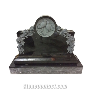 India Black Granite Doves and Roses Carving Monuments