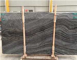 China Black Ancient Wood Grain Marble Slabs
