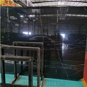 China Black Marble Marquina Marble Slabs for Indoor Flooring