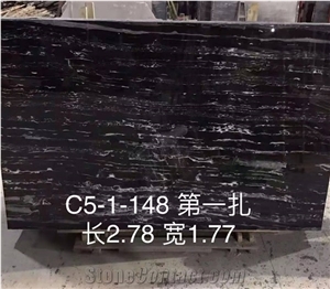 China Silver Black Nero Portoro Marble Slabs
