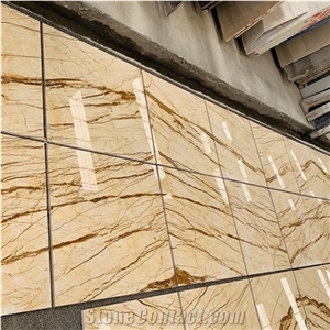 China Sofitel Gold Yellow Veins Beige Marble Tiles