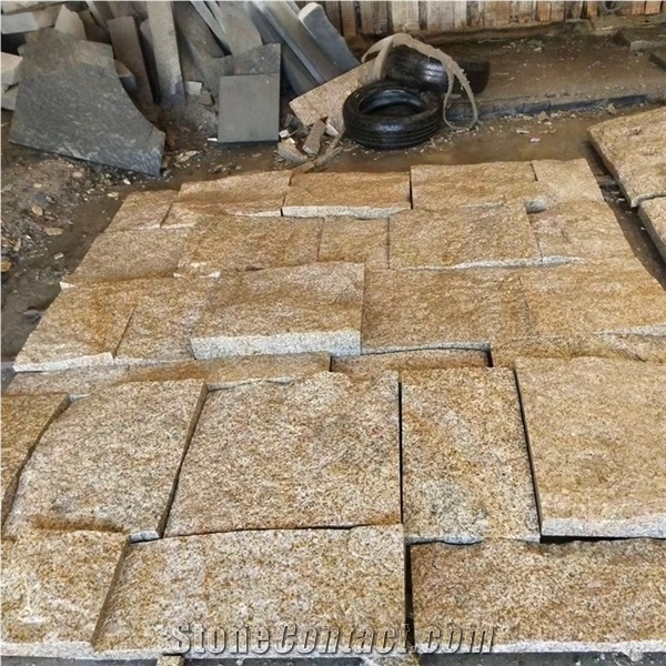 China Split Yellow Granite Patchwork Walling Tiles