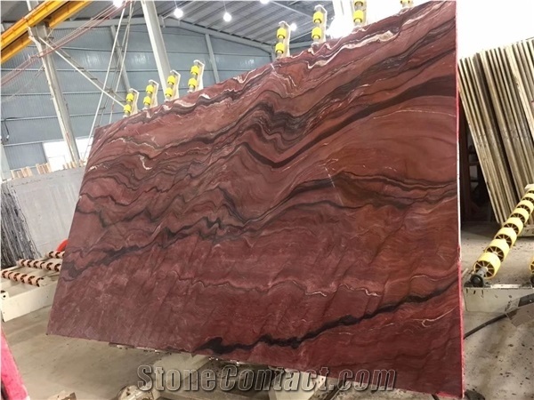 Fusion Red Fire Quartzite Slabs for Interior Design