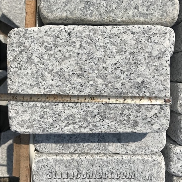 Split Sawn Cut Tumbled Grey Granite Cobbles