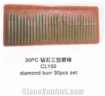 30pc Diamond Burr Type 3 Set Cl150