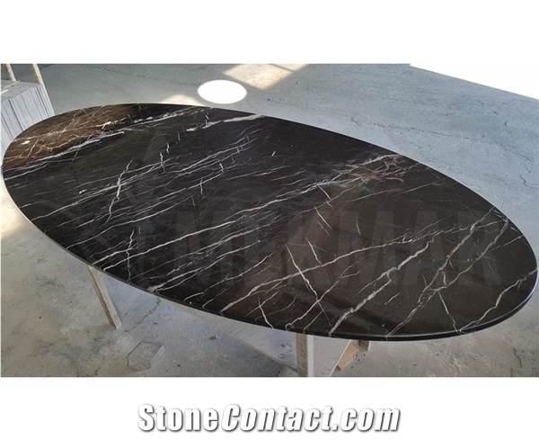 Black Marble Ellipse Tabletop