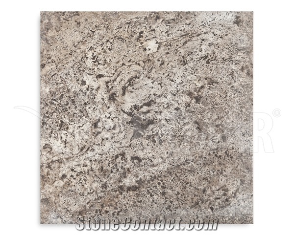 Silver Grey Travertine Tile, Honed & Filled