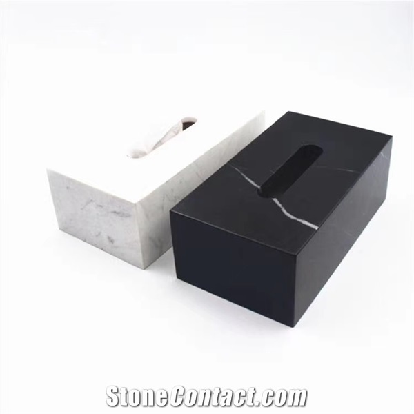 Marble Tissue Box Natural Stone Case Hotel Container
